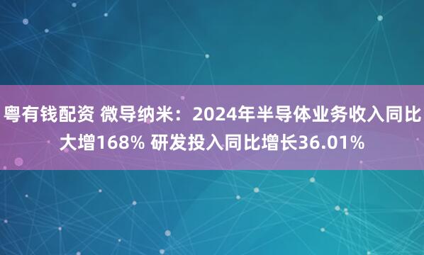 粤有钱配资 微导纳米：2024年半导体业务收入同比大增168% 研发投入同比增长36.01%